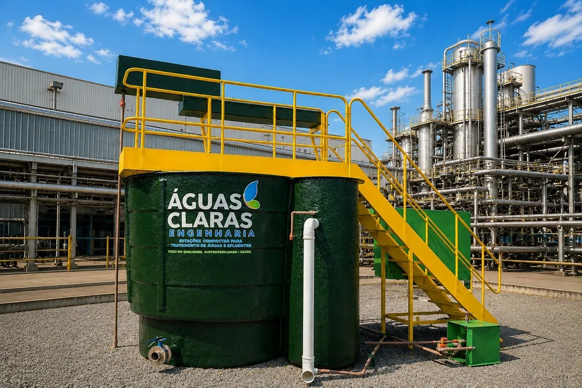 Sistema de reuso de água industrial integrado com ETE compacta